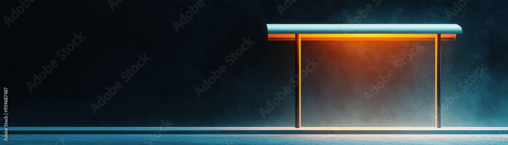 Poster a modern table illuminated by soft light, creating a minimalist atmosphere perfect for contemporary 