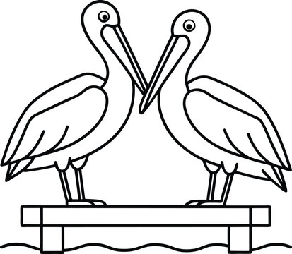 recommend clip art: Charming pelican illustration in line art style for children’s coloring book
                    