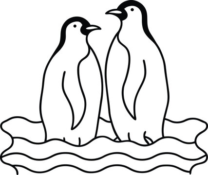 recommend clip art: Adorable penguins illustrations in line art style ideal for children to color and enjoy
                    