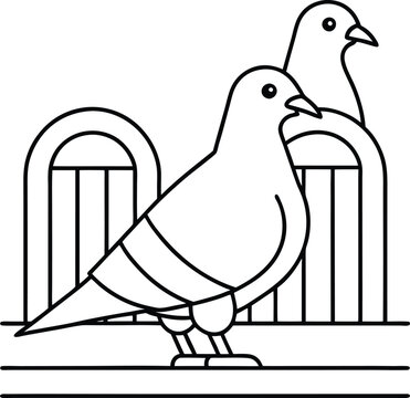 recommend clip art: Simple and cute pigeons illustrations in line art for kids coloring books making art time enjoyable
                    
