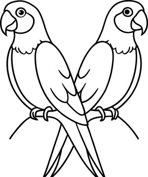 recommend clip art: Sweet parrot pair line art graphic ideal for children’s coloring books features playful poses and simple designs for kids to enjoy
                    
                    