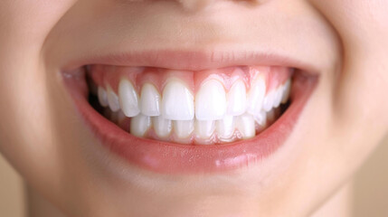 Obraz premium Dental care hygiene, white tooth child smiling, smile dentistry, ultra-realistic stock photo.