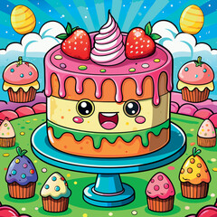 Cartoon cake vector