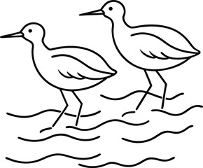 Charming sandpipers in line art ready for kids to color simple and cute graphic illustration for fun and creativity

