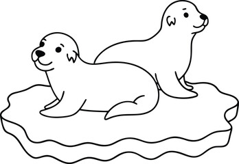 Pair of seals are sitting 