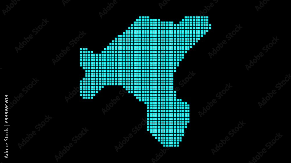 Poster salt island digital map. map of salt island in a dotted style. border shape filled with rectangles. 