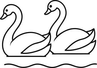 Sweet line art of two swans designed for kids to color gentle and engaging for little ones
