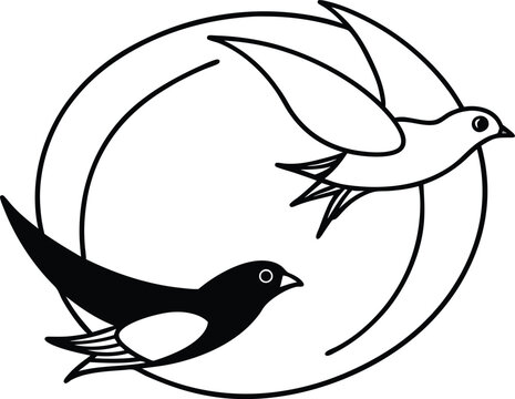 recommend clip art: Adorable swift pair line art illustration ideal for kids coloring book engaging and easy to color
                    
                    