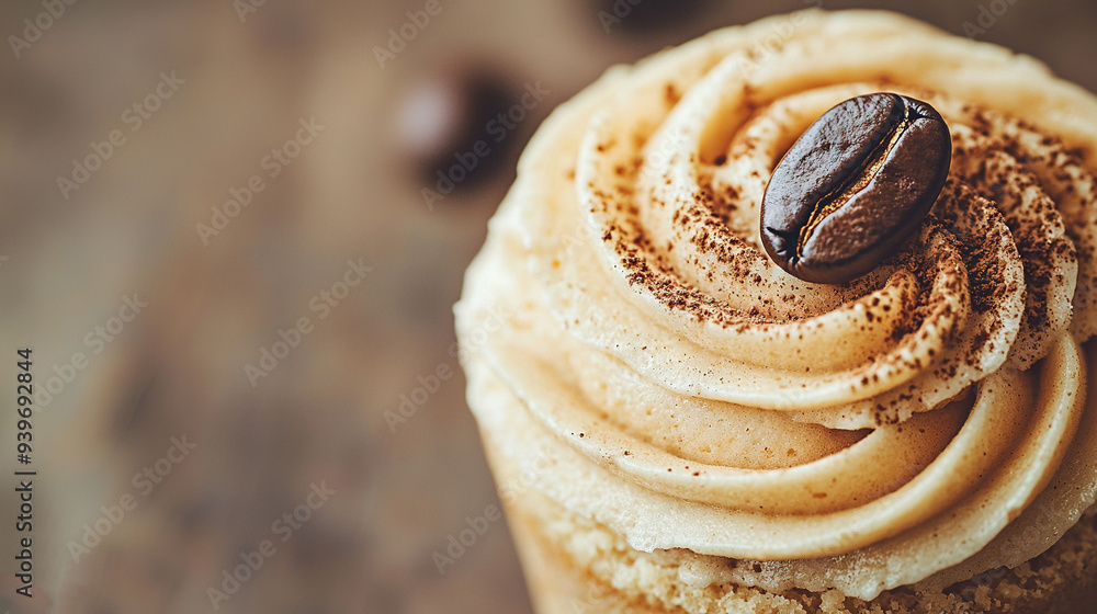 Sticker a cupcake with frosting and a coffee bean on top