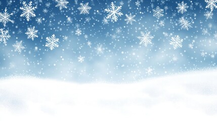 Snowflakes falling gently on a serene winter landscape, creating a calm and peaceful atmosphere.