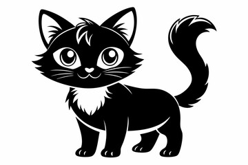 Cute Cat Silhouette Vector Illlustration