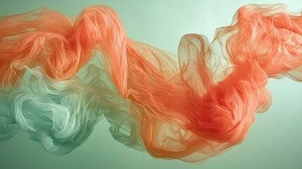   Red, white, and green substance in wave-like smoke formation