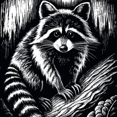 Raccoon engraved vector
