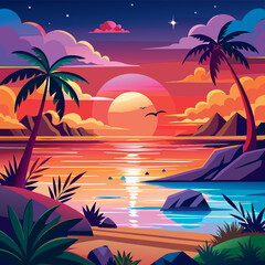 Tropic sea sunset