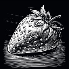Strawberry engraved vector