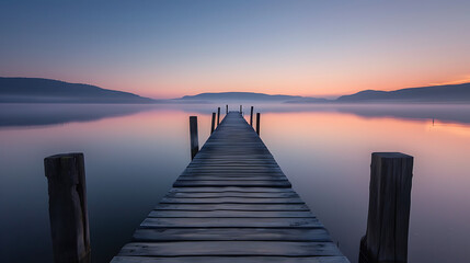 Fototapeta premium Tranquil Lakeside Dock at Sunset