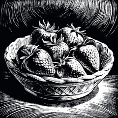 Strawberries in basket vector