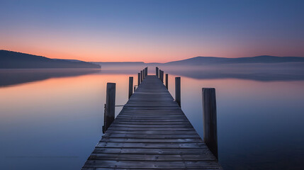 Fototapeta premium Tranquil Lakeside Dock at Sunset