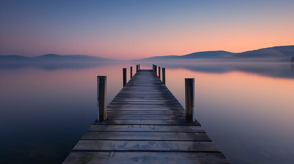 Fototapeta premium Tranquil Lakeside Dock at Sunset