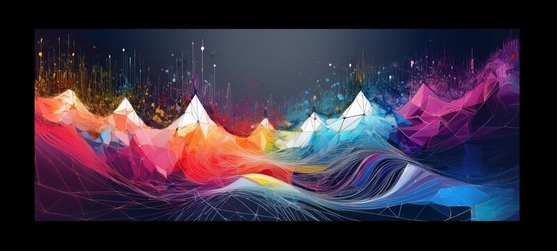 Abstrakter grafischer Hintergrund mit geometrischem Muster und Punkten bunt