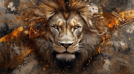 digital image of a majestic lion portrait