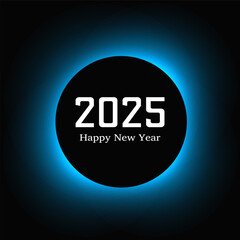 Happy new year 2025 inscription in circle light frame
