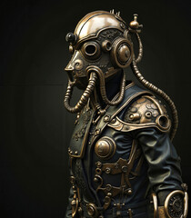Fototapeta premium A man in a steampunk costume with a gas mask and goggles