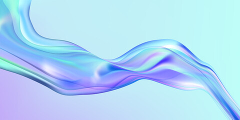 Abstract  holographic wave.Flow iridescent fluid.Dynamic spectrum ribbon.