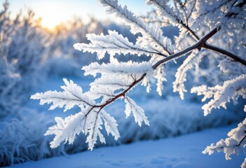 icy branches framed serene winter landscape snow covered ground clear blue sky, trees, frost, nature, cold, beauty, white, outdoors, scenery, crystal, frozen