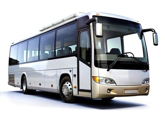White big 3d tour bus front right angle view