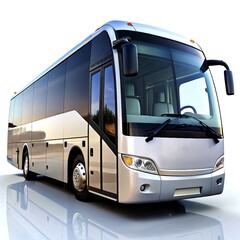 White big 3d tour bus front right angle view