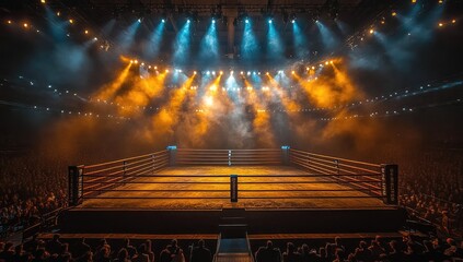 Boxing Ring Under the Spotlight