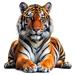 Fototapeta premium Side view, profile of a tiger standing, isolated on white 