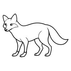 Stealthy Fox on Alert Line Art Vector Illustration