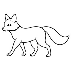 Stealthy Fox on Alert Line Art Vector Illustration