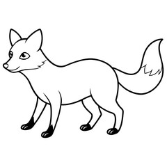 Stealthy Fox on Alert Line Art Vector Illustration