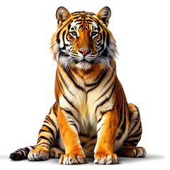 Obraz premium Side view, profile of a tiger standing, isolated on white 