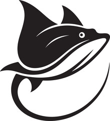 Stingray Fish vector illustration and silhouette icon