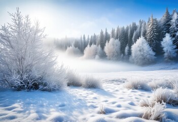 breathtaking winter wonderland featuring snow covered trees serene landscape, beautiful, cold, cozy, crisp, display, enchanting, expanse, foliage, frosty