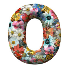 white color metallic flower 0 number balloon Realistic 3D on white background. Generative ai