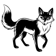 Cautious Black Fox Vector Art