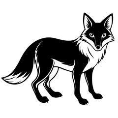 Cautious Black Fox Vector Art