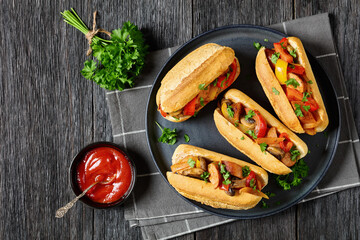zesty sausage, pepper, mushroom and onion hoagies