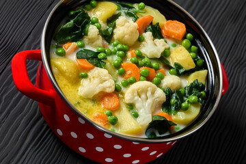 Kesakeitto, Finnish summer vegetable soup in a pot