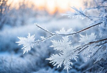 Obraz premium frosted branches showcasing serene beauty winter glimmering ice crystals snowy landscape, nature, cold, picturesque, outdoor, scenery, white, frozen, trees