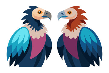 Beautiful bird vulture couple vector art illustration