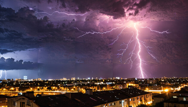 Temp&ecirc;te de foudre au-dessus de la ville