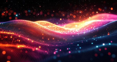 Abstract Colorful Wave with Glittering Lights