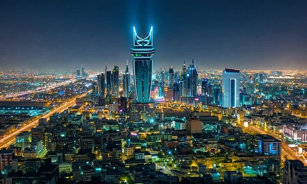 Night View of Riyadh Skyscrapers