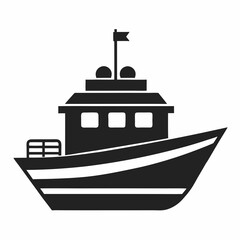 Obraz premium Boat silhouette icon vector art illustration in white background
